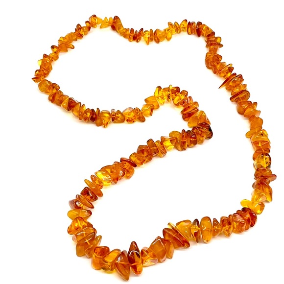 Genuine 24” Polished Amber Nugget Necklace